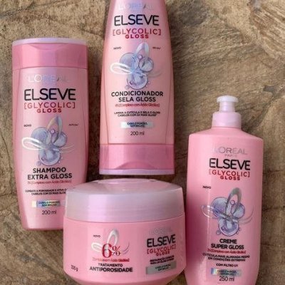 Elseve Glycolic Gloss Kit - Shampoo + Condicionador + Creme Super Gloss + Creme de Tratamento