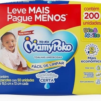 MamyPoko Lenços Umedecidos Dia & Noite 200 Unidades