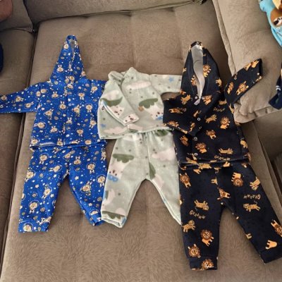 Kit 3 Macacão Soft Bebê com Botões