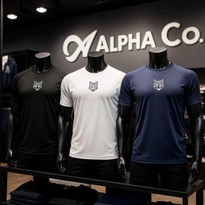 Kit com 3 Camisetas Masculina Dry Alpha Lobo Geométrico
