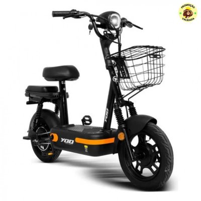 Bicicleta Elétrica 350w Aro 14 Yoo Mobility Scooter Y200 Preto/Laranja