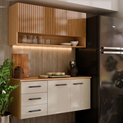 Armário de Cozinha Eliza com Balcão 3 Gavetas