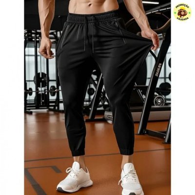 Calça Masculina Tactel Jogger Esportiva Academia Slim Treino Preto M 40/42