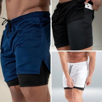 Short Duplo Kit com 3 Shorts Compressão Térmico 2 Em 1