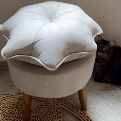 Puff Pétala Decorativo Banqueta Pés Palito