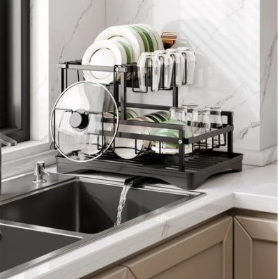 Escorredor de Louças Rack Aço Carbono Preto