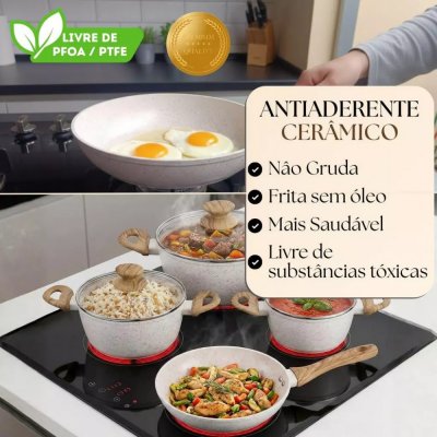 Jogo de Panelas Cerâmica Antiaderente Indução