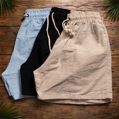 Kit com 3 Shorts Mauricinho em Linho