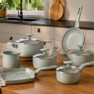 Conjunto Panelas 7 Peças Sartin Cook Cor Aquamint Mimo Style