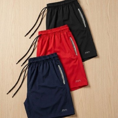 Kit com 3 Bermuda Tactel Com Elastano