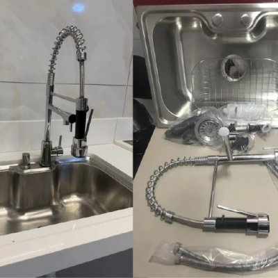 Cuba Pia Gourmet Aço Inox + Torneira Flexivel Monocomando 42x60cm