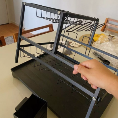 Escorredor de Louça Rack Duplo Aço Carbono