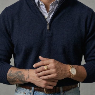 Suéter Masculino Zíper Gola Alta Inverno