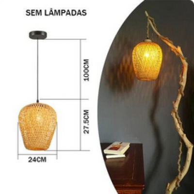 Lanterna de Bambu Chinês Luminária Pendente