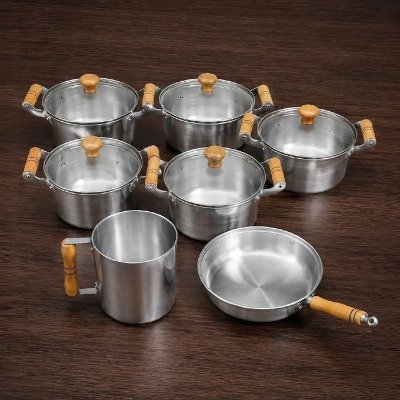 Conjunto De Panelas 7 Peças Alumínio Fundido Batido Grosso
