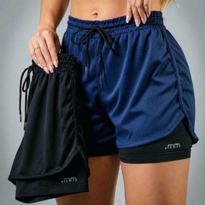 SHORT DUPLO PRA ELAS Kit com 2 Shorts Compressão 2 Em 1 Feminino