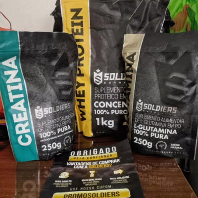 Kit Whey 1kg Creatina 250g Glutamina 250g