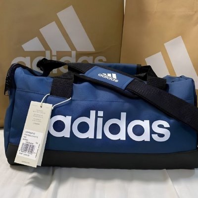 Mala Duffel Linear Pequena Azul E Preto adidas