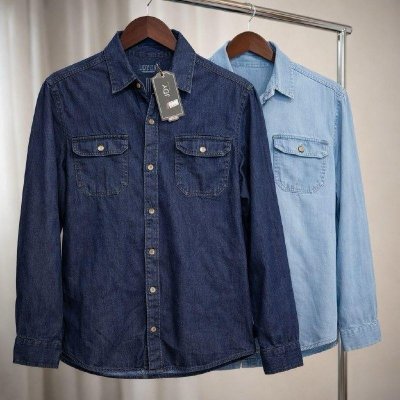 Camisa Jeans Slim Manga Longa