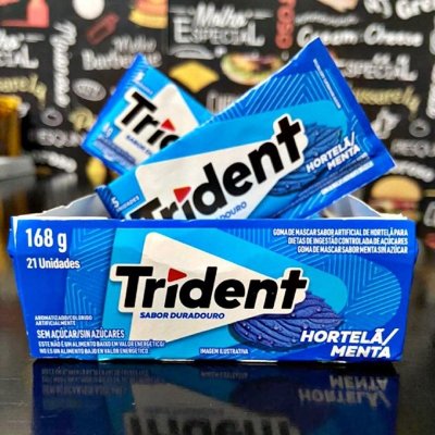 Chiclete Trident Hortelã/Menta Sem Açúcar - Caixa com 21 unidades