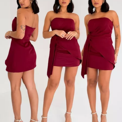 Vestido Alfaiataria Tomara que Caia Curto