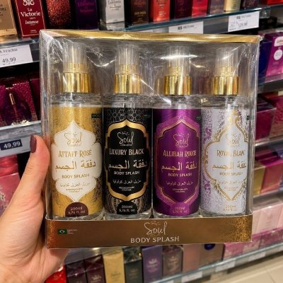 BODY SPLASH ÁRABE MENINAS Kit com 4 Body Splash Árabe 200ml Feminino