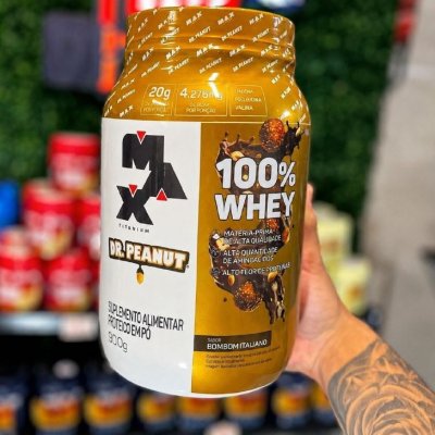 💪 100% Whey Max Titanium x Dr. Peanut (900g) Sabor Bombom Italiano