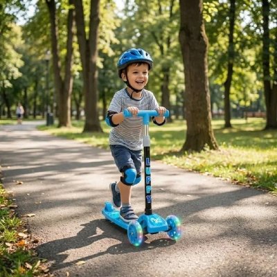 Patinete Maxi Toys Infantil 3 Rodas com Led Dobrável