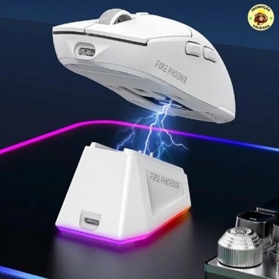 Mouse Gamer Sem Fio Fire Phoenix 24000dpi Paw3311 Branco