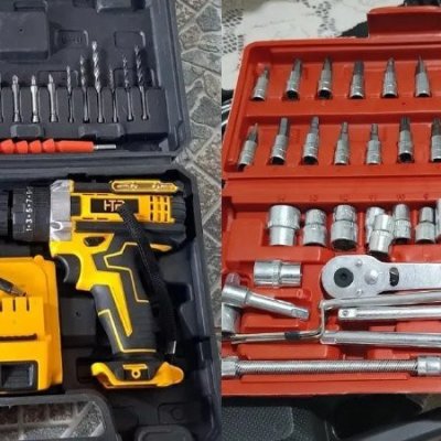 KIT COMPLETAÇOOO Parafusadeira Furadeira de Impacto 2 Baterias + Kit 46 Peças