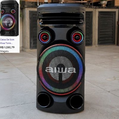 Torre de Som AIWA 1600W 1Woofer10 Bluetooth RGB USB FM DJ
