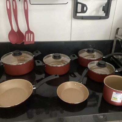 Jogo de Utensílios de Cozinha Tramontina Vermelho Turim de 10 Peças