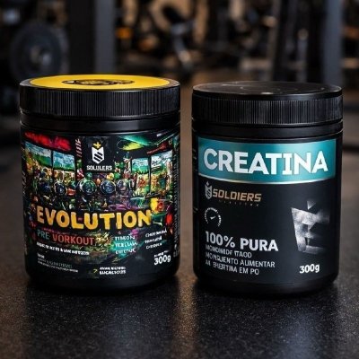 FORMULA MÁGICA PRO TREINÃO 1 Creatina 300g + 1 Evolution 300g - Soldiers Nutrition