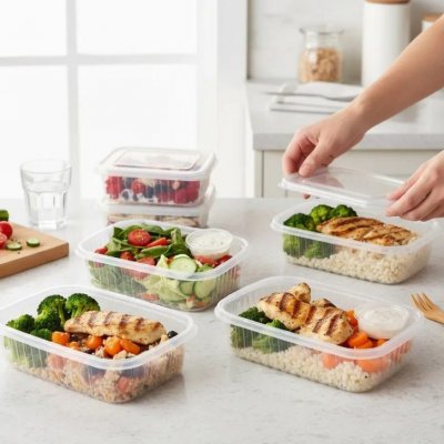 🍱 Kit 24 Potes 500ml Descartável com Tampa Hermética