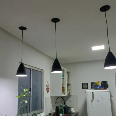 Luminária Pendente Teto Vegas Alumínio Preto 3 Unidades