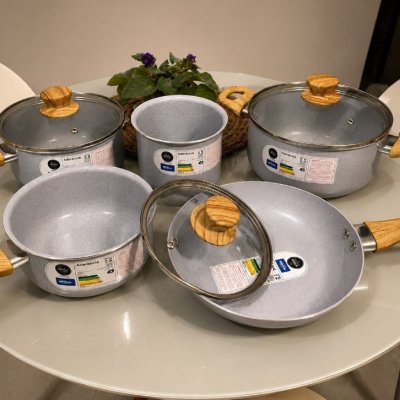 Conjunto 5 Panelas Gris Brinox Ceramic Life Easy