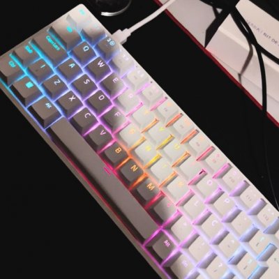 Teclado Mecânico 3068S Branco Switch Laranja