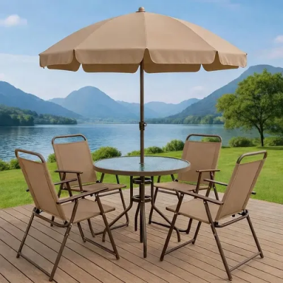 Conjunto Mesa 4 Cadeiras + Guarda Sol