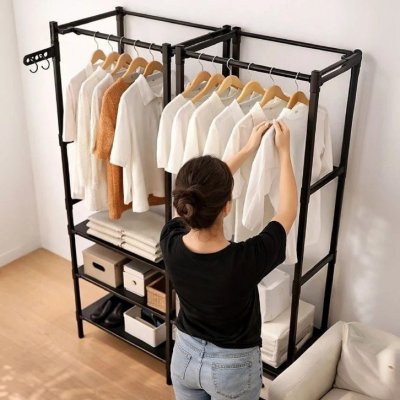 🚪 Closet Aberto IRSINA 2 Divisórias C/ 6 Prateleiras Aço Inox
