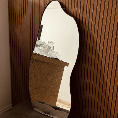 Espelho 100x50 Orgânico Corpo Inteiro Grande Moldur Caramelo