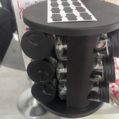 GUARDE OS TOMPEROS Porta Temperos Giratório 360° c/ 12 Potes de Vidro 85ml