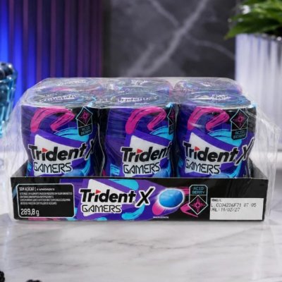 Chiclete Trident X Gamers Acid Berry - Caixa com 6 Unidades