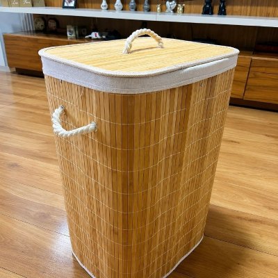 🧺 Cesto de Roupas de Bambu 72L