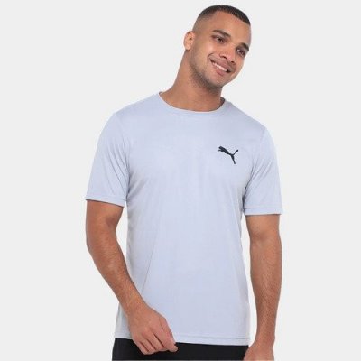 Camiseta Puma Logo Poly Masculina Cinza M