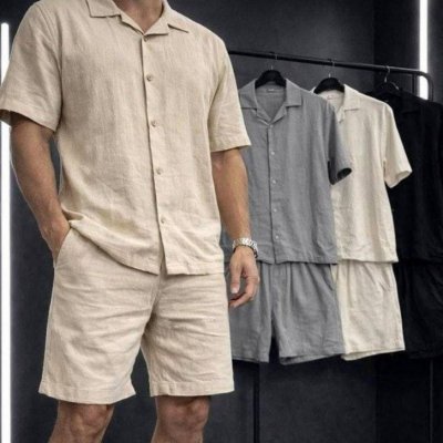 Conjunto Linho: Camisa + Shorts com Bolso