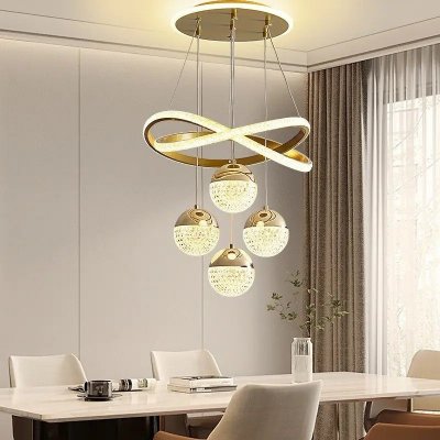 Lustre Teto Led Pendente Moderno Dourado