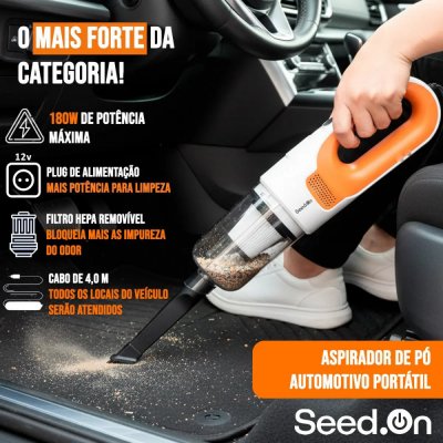 Aspirador Automotivo Portátil 180W HEPA 4m