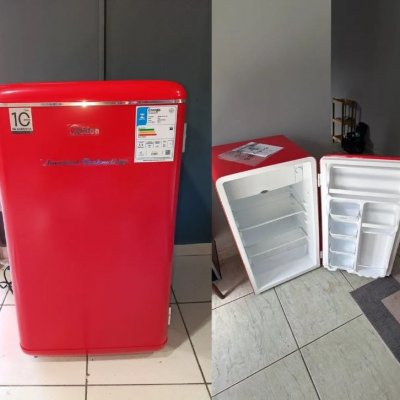 Frigobar Retrô Vermelho 93l Inverter Bivolt Midea