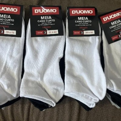 🧦 Kit 12 Pares Meia Cano Curto Soquete Algodão Duomo - Preto