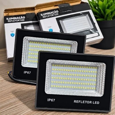 Kit com 2 Refletor Super Led 400w IP67 Holofote Bivolt Prova D'água